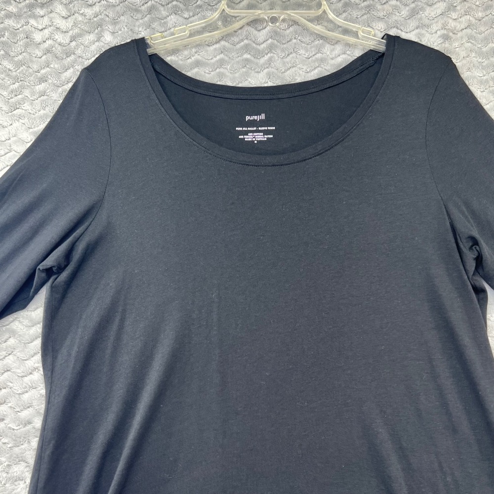 Pure Jill Womens Black 3/4 Sleeve Scoop Neck Knit Tunic Top, Casual Everyday - Picture 5 of 16